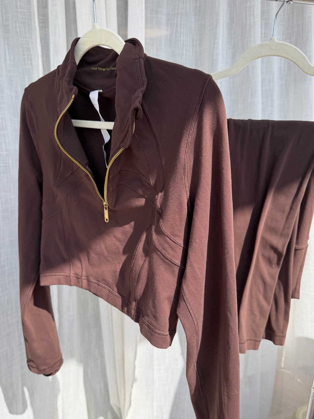 lululemon athletica Brown Half-Zip Pullover and leggings set